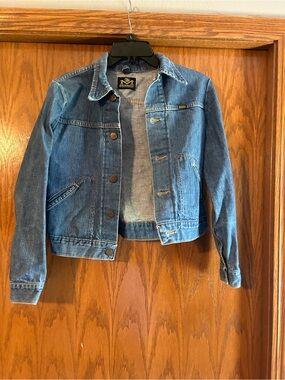 Vintage Maverick Light Blue Denim Jacket with Yellow Logo Patch